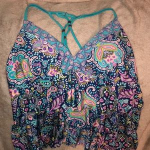 Size Large floral bathing suit top